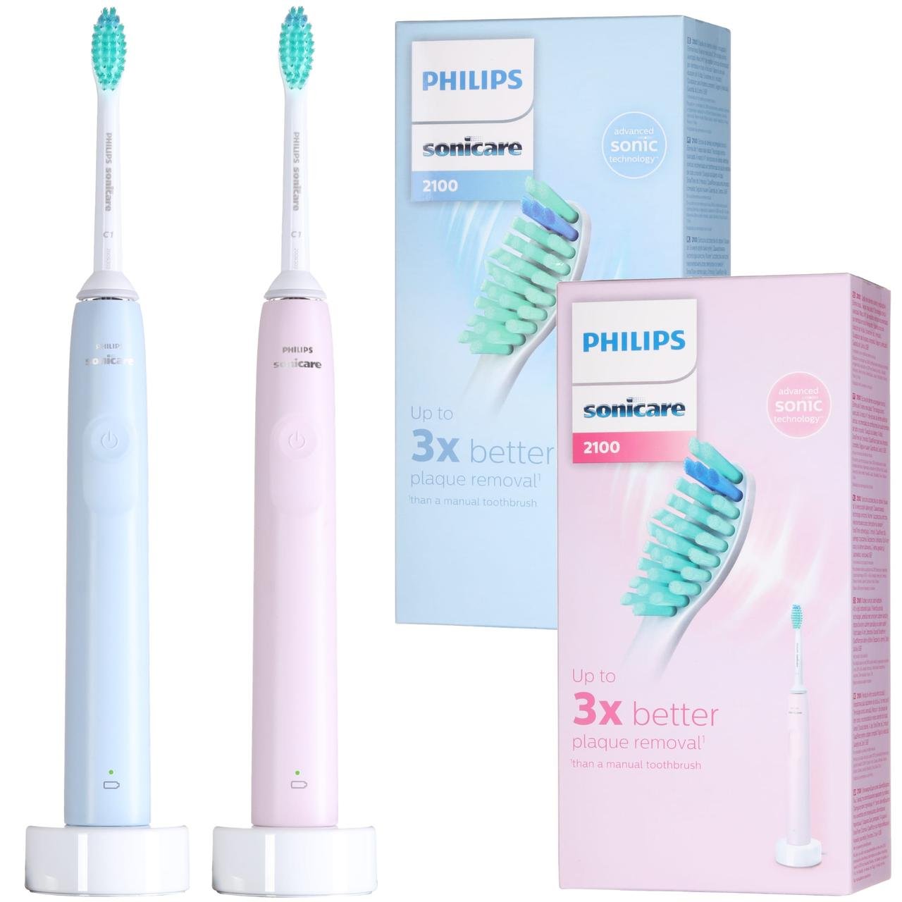 Набір ультразвукових зубних щіток Philips PRO Sonicare 2100 Daily Clean Pink/Blue Набір ультразвукових зубних щіток Philips PRO Sonicare 2100 Daily Clean Pink/Blue