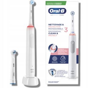 Електрична зубна щітка Braun Oral-B  PRO 3 CLEAN&PROTECT WHITE 2 насадки