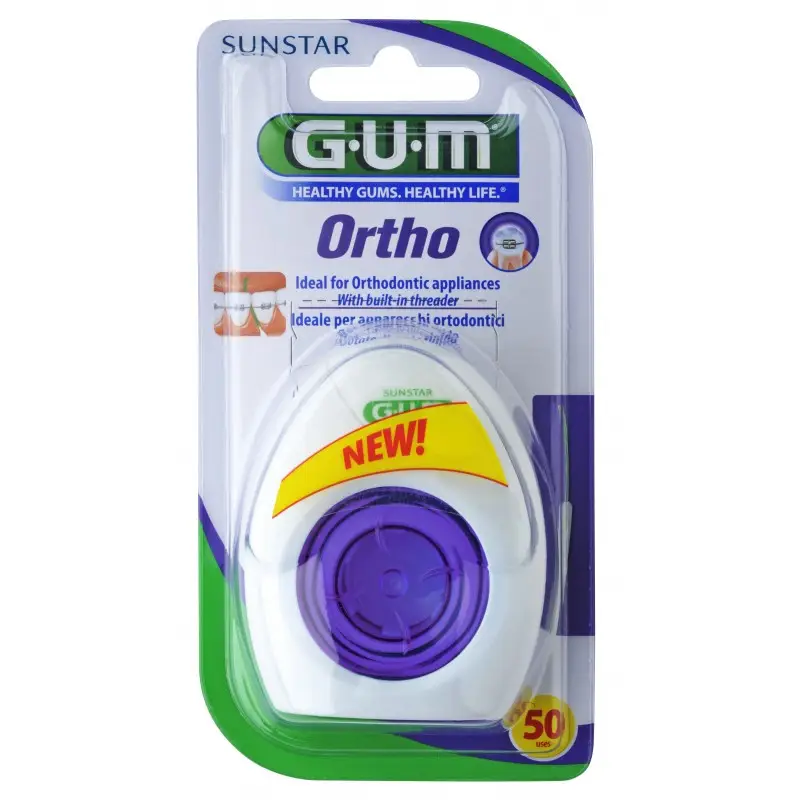 Зубна нитка GUM Ortho Floss 50 од для ефективного догляду за ортодонтичними конструкціями Зубна нитка GUM Ortho Floss 50 од для ефективного догляду за ортодонтичними конструкціями