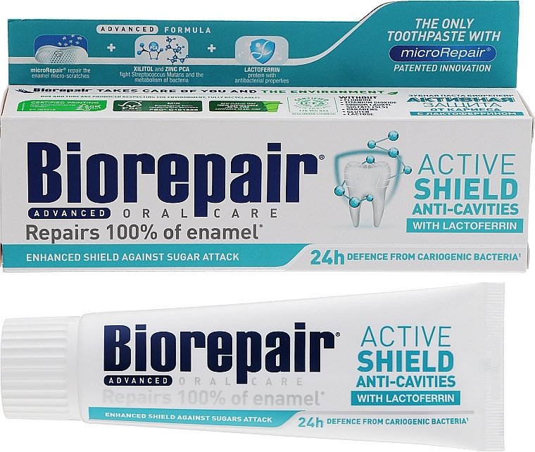 Зубна паста BioRepair  Active Shield ANTI-СAVITIES  "ДОСКОНАЛИЙ ЗАХИСТ"