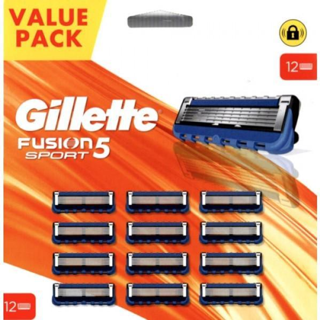Змінні картриджі для гоління (лезвія касети) чоловічі Gillette Fusion5 SPORT (12 шт)