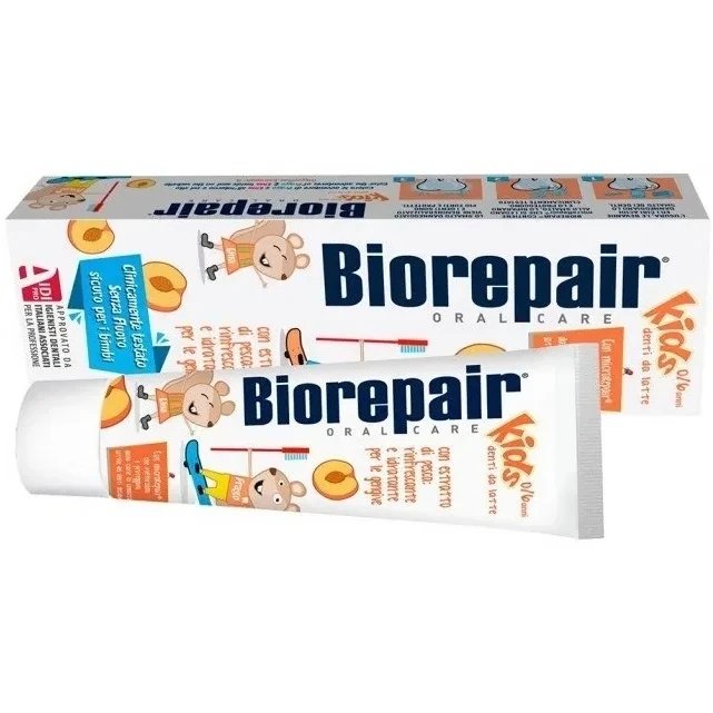 Зубна паста для дітей BioRepair Kids від 0 до 6 років зі смаком персика