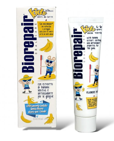 Зубна паста для дітей BioRepair Kids від 0 до 6 років зі смаком банану 50мл