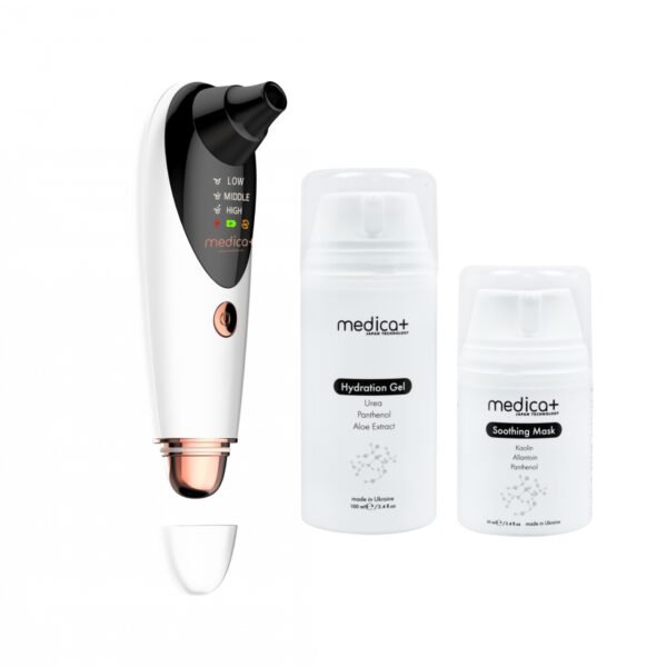 Набір Вакуумний очищувач шкіри та пор SKINCLEANER 9.0 WT + Гідратуючий гель Hydration Gel + Заспокійлива маска для обличчя Medica+